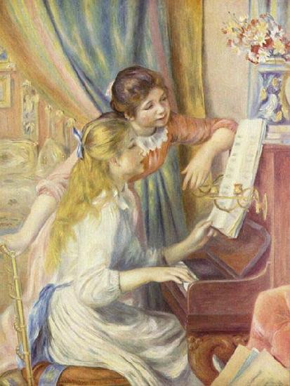 Pierre-Auguste Renoir Zwei Madchen am Klavier oil painting image